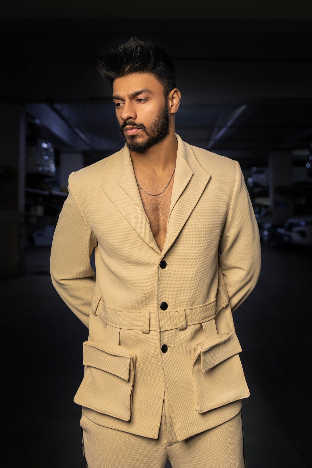 Beige Blazer Co-ord with Pockets